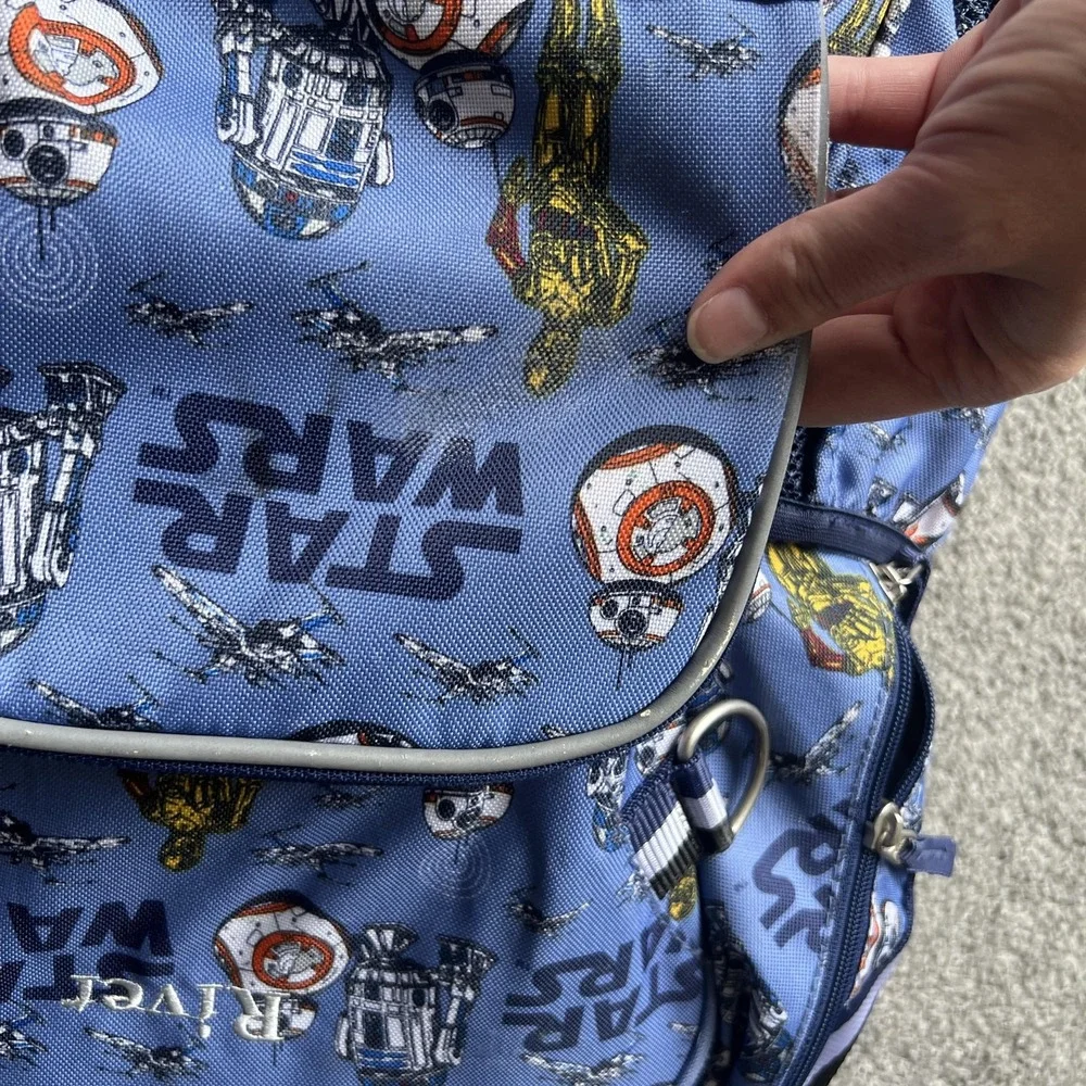 Pottery Barn Kids Star Wars Backpack Blue Droids‎ R2-D2 BB-8 C-3PO Personalized